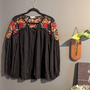 Entro Boho Embroidered Top – 100% Rayon - Size M